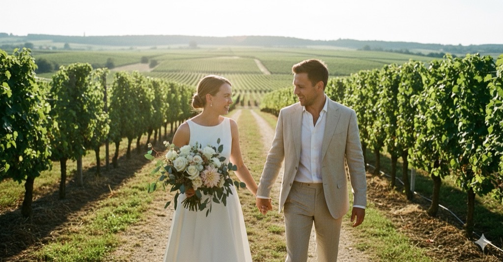 Couple in vineyard